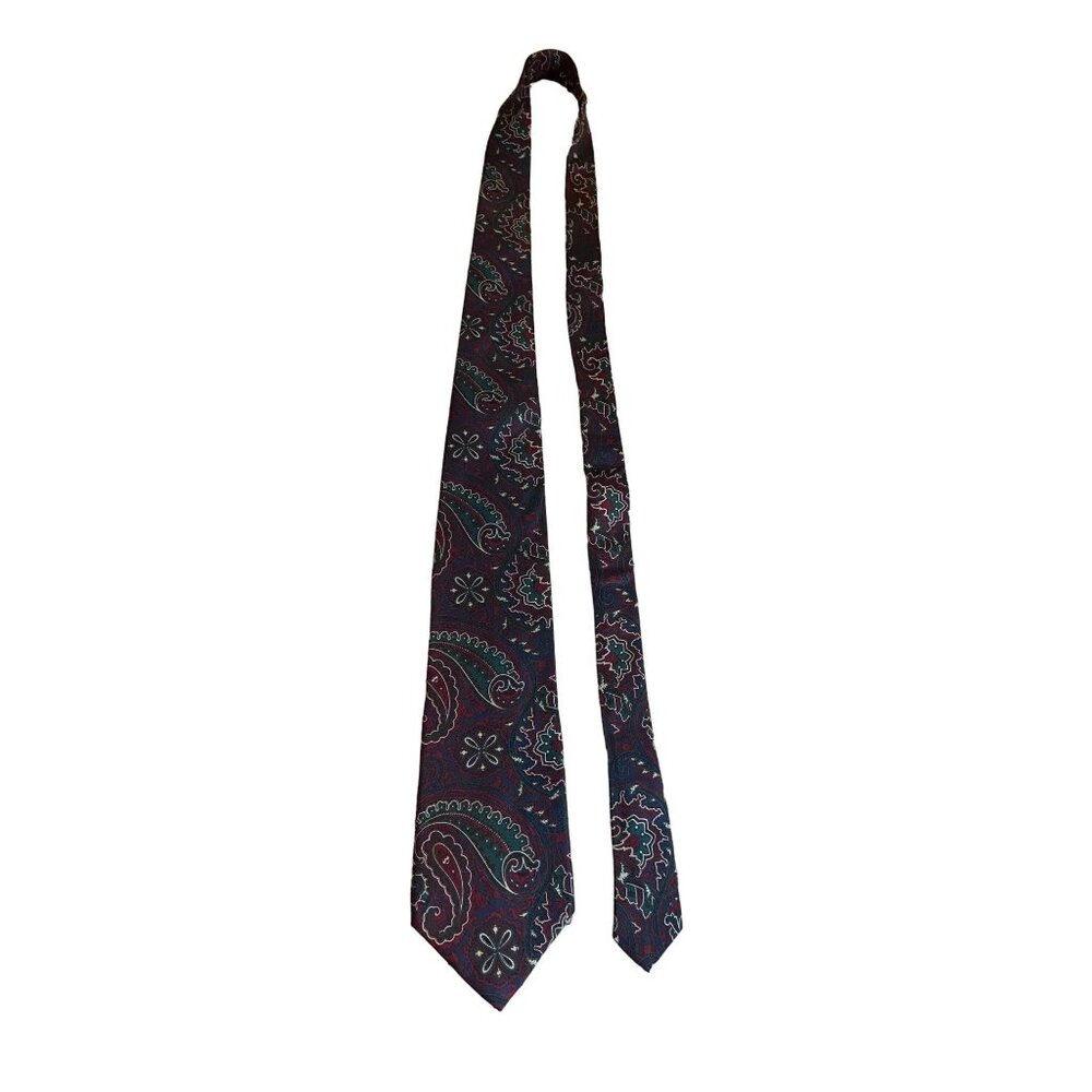 Bert Pulitzer Vintage Silk Necktie Paisley USA Burgundy Blue Luxury Work Dad